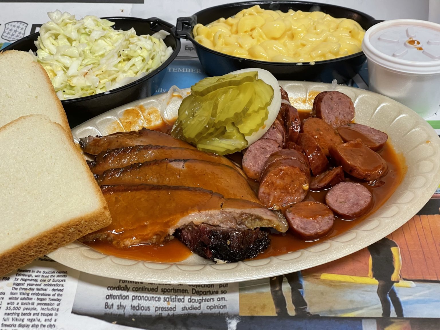 2 Meat Dinner Plate (Large Portion) Central Texas BBQ A Pearland Tradition Since 1969